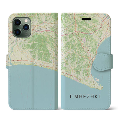【御前崎（静岡県）】地図柄iPhoneケース（手帳タイプ）ナチュラル・iPhone 11 Pro 用