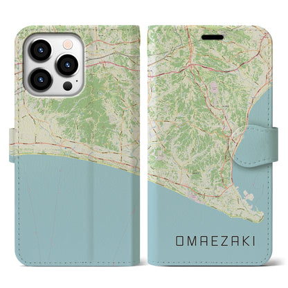 【御前崎（静岡県）】地図柄iPhoneケース（手帳タイプ）ナチュラル・iPhone 13 Pro 用