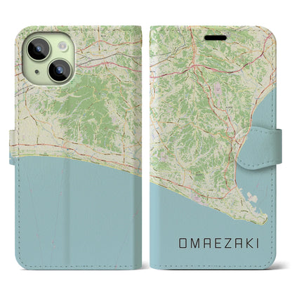 【御前崎（静岡県）】地図柄iPhoneケース（手帳タイプ）ナチュラル・iPhone 15 用