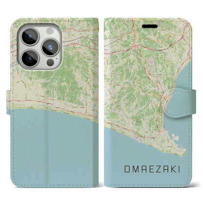 【御前崎（静岡県）】地図柄iPhoneケース（手帳タイプ）ナチュラル・iPhone 15 Pro 用