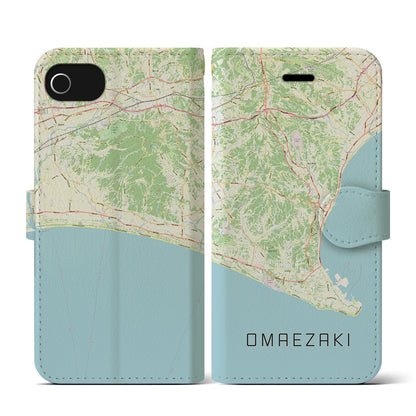 【御前崎（静岡県）】地図柄iPhoneケース（手帳タイプ）ナチュラル・iPhone SE（第3 / 第2世代） / 8 / 7 / 6s / 6 用