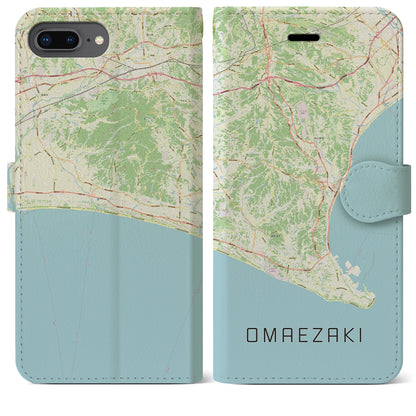 【御前崎（静岡県）】地図柄iPhoneケース（手帳タイプ）ナチュラル・iPhone 8Plus /7Plus / 6sPlus / 6Plus 用