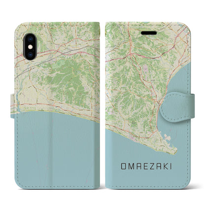 【御前崎（静岡県）】地図柄iPhoneケース（手帳タイプ）ナチュラル・iPhone XS / X 用