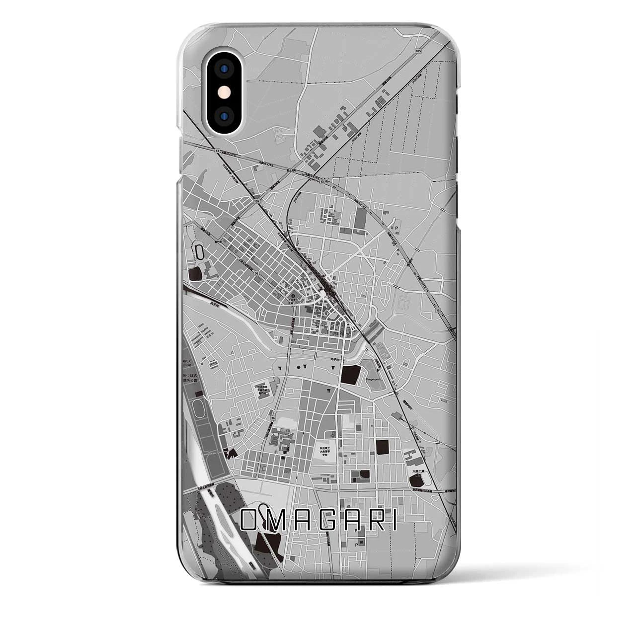 【大曲】地図柄iPhoneケース（クリアタイプ・モノトーン）iPhone XS Max 用