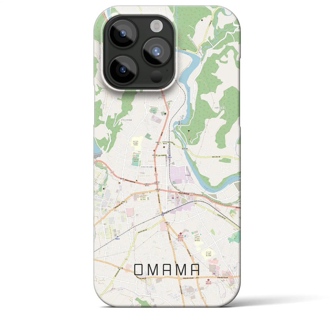 【大間々】地図柄iPhoneケース（バックカバータイプ・ナチュラル）iPhone 15 Pro Max 用