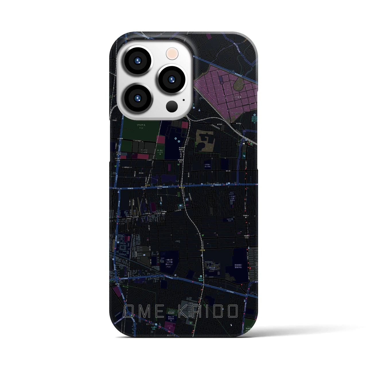 【青梅街道】地図柄iPhoneケース（バックカバータイプ・ブラック）iPhone 13 Pro 用