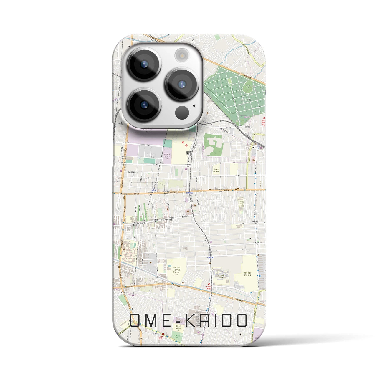 【青梅街道】地図柄iPhoneケース（バックカバータイプ・ナチュラル）iPhone 14 Pro 用