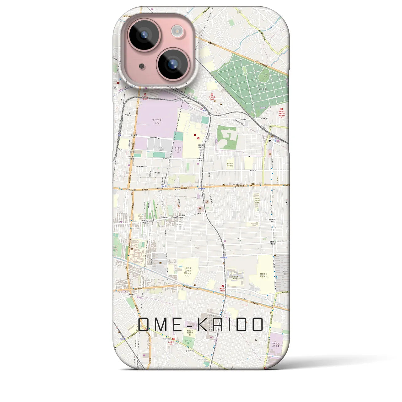 【青梅街道】地図柄iPhoneケース（バックカバータイプ・ナチュラル）iPhone 15 Plus 用