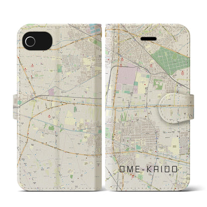 【青梅街道（東京都）】地図柄iPhoneケース（手帳タイプ）ナチュラル・iPhone SE（第3 / 第2世代） / 8 / 7 / 6s / 6 用