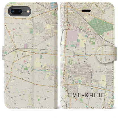 【青梅街道（東京都）】地図柄iPhoneケース（手帳タイプ）ナチュラル・iPhone 8Plus /7Plus / 6sPlus / 6Plus 用