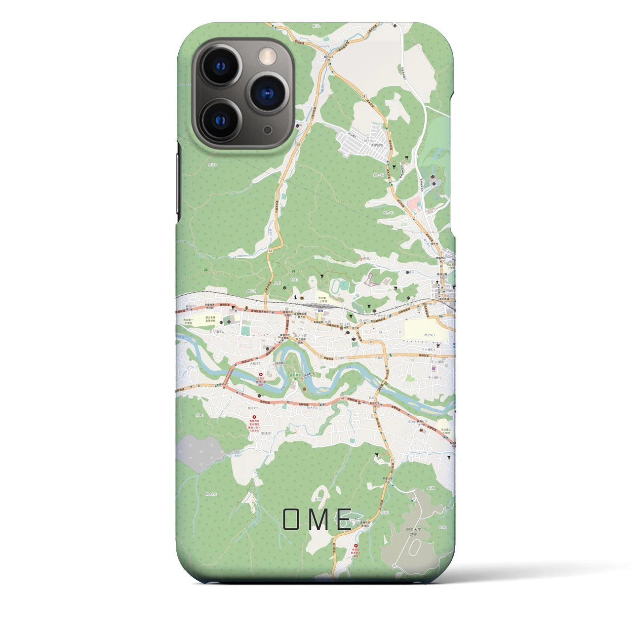 【青梅】地図柄iPhoneケース（バックカバータイプ・ナチュラル）iPhone 11 Pro Max 用