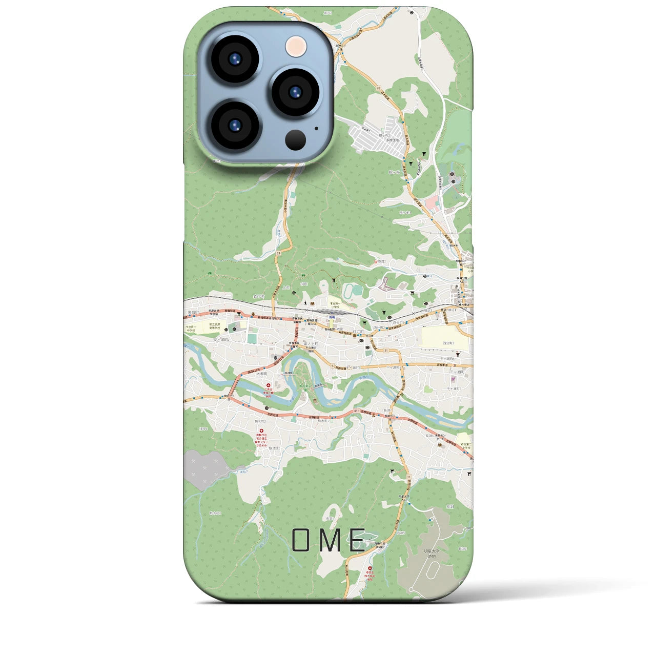 【青梅】地図柄iPhoneケース（バックカバータイプ・ナチュラル）iPhone 13 Pro Max 用