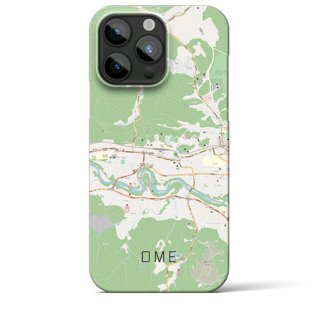 【青梅】地図柄iPhoneケース（バックカバータイプ・ナチュラル）iPhone 15 Pro Max 用