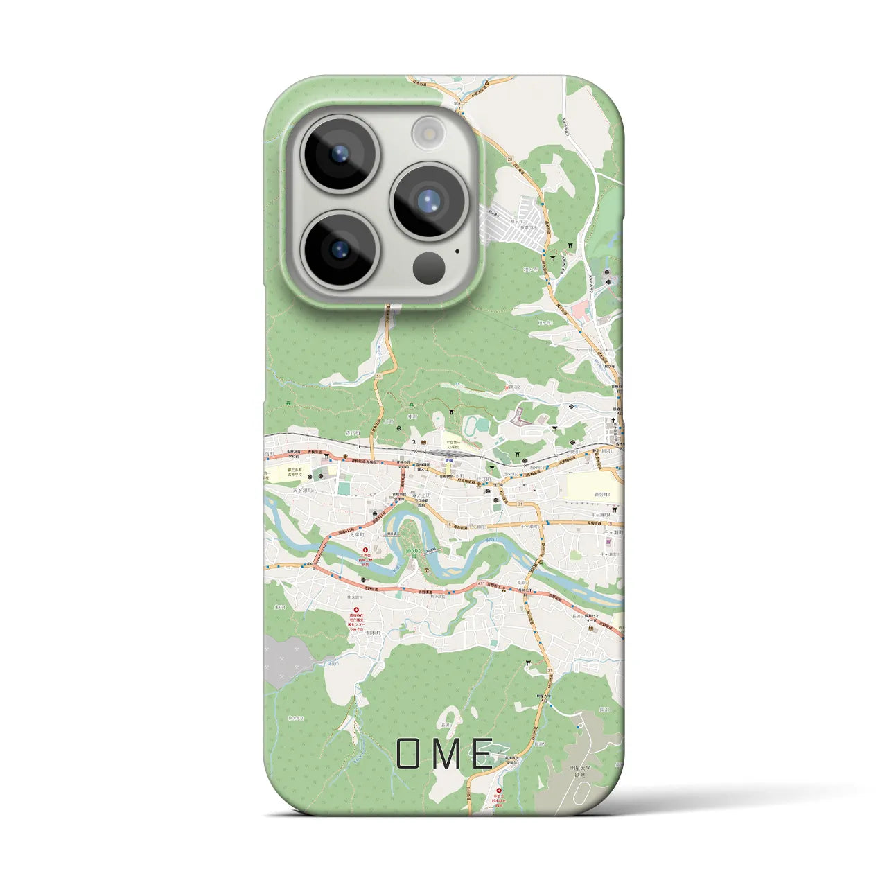 【青梅】地図柄iPhoneケース（バックカバータイプ・ナチュラル）iPhone 15 Pro 用