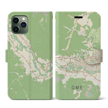 【青梅（東京都）】地図柄iPhoneケース（手帳タイプ）ナチュラル・iPhone 11 Pro 用