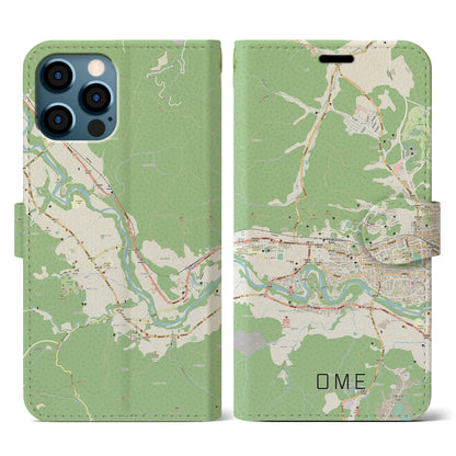 【青梅（東京都）】地図柄iPhoneケース（手帳タイプ）ナチュラル・iPhone 12 / 12 Pro 用