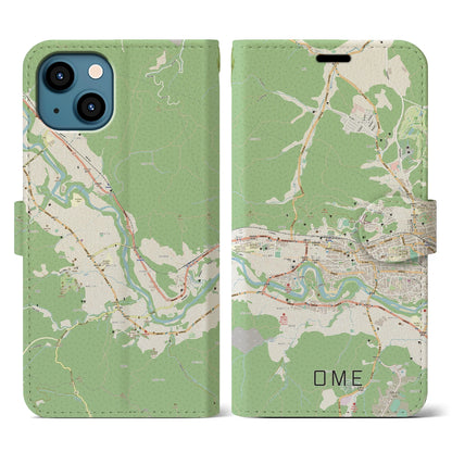 【青梅（東京都）】地図柄iPhoneケース（手帳タイプ）ナチュラル・iPhone 13 用