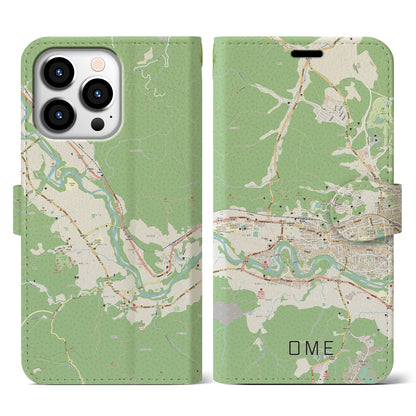 【青梅（東京都）】地図柄iPhoneケース（手帳タイプ）ナチュラル・iPhone 13 Pro 用