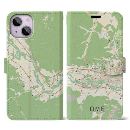 【青梅（東京都）】地図柄iPhoneケース（手帳タイプ）ナチュラル・iPhone 14 用