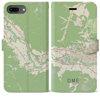 【青梅（東京都）】地図柄iPhoneケース（手帳タイプ）ナチュラル・iPhone 8Plus /7Plus / 6sPlus / 6Plus 用