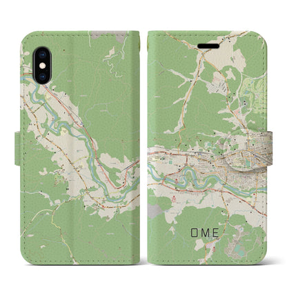 【青梅（東京都）】地図柄iPhoneケース（手帳タイプ）ナチュラル・iPhone XS / X 用