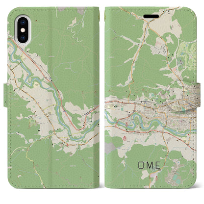 【青梅（東京都）】地図柄iPhoneケース（手帳タイプ）ナチュラル・iPhone XS Max 用