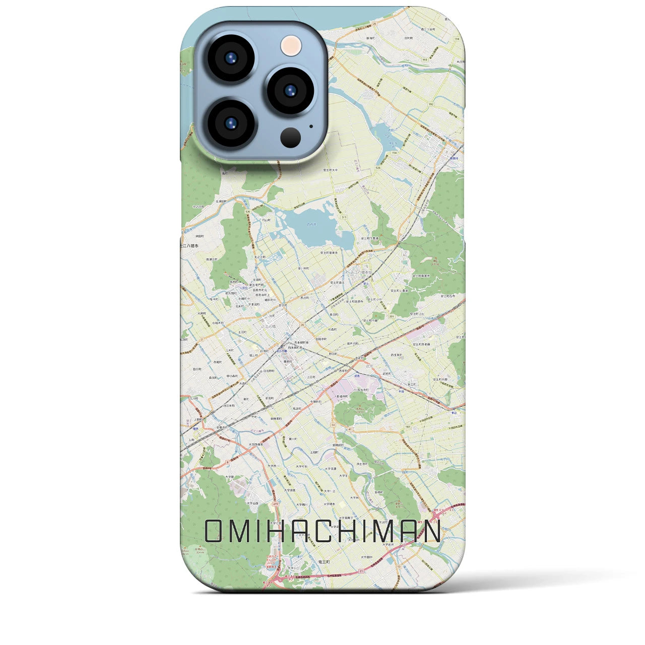 【近江八幡2】地図柄iPhoneケース（バックカバータイプ・ナチュラル）iPhone 13 Pro Max 用