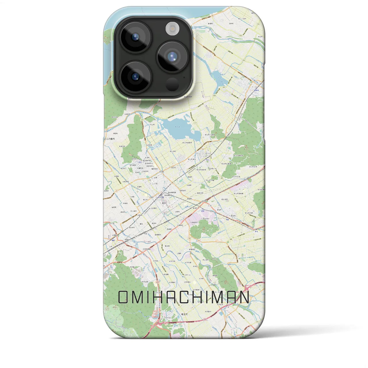 【近江八幡2】地図柄iPhoneケース（バックカバータイプ・ナチュラル）iPhone 15 Pro Max 用