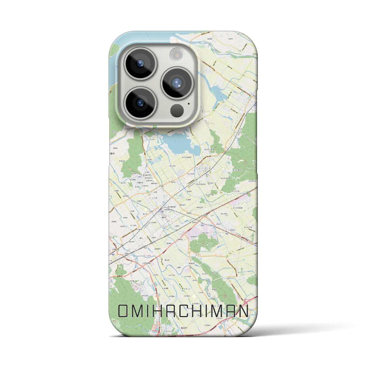 【近江八幡2】地図柄iPhoneケース（バックカバータイプ・ナチュラル）iPhone 15 Pro 用