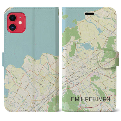 【近江八幡2（滋賀県）】地図柄iPhoneケース（手帳タイプ）ナチュラル・iPhone 11 用