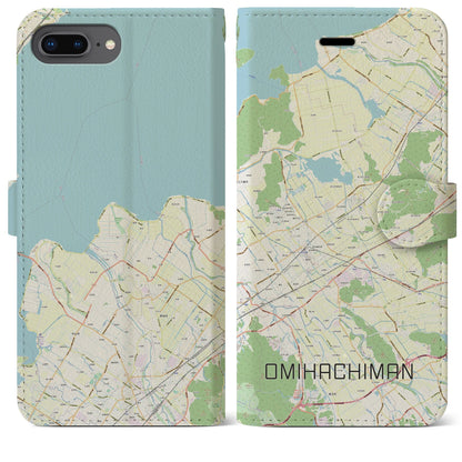 【近江八幡2（滋賀県）】地図柄iPhoneケース（手帳タイプ）ナチュラル・iPhone 8Plus /7Plus / 6sPlus / 6Plus 用