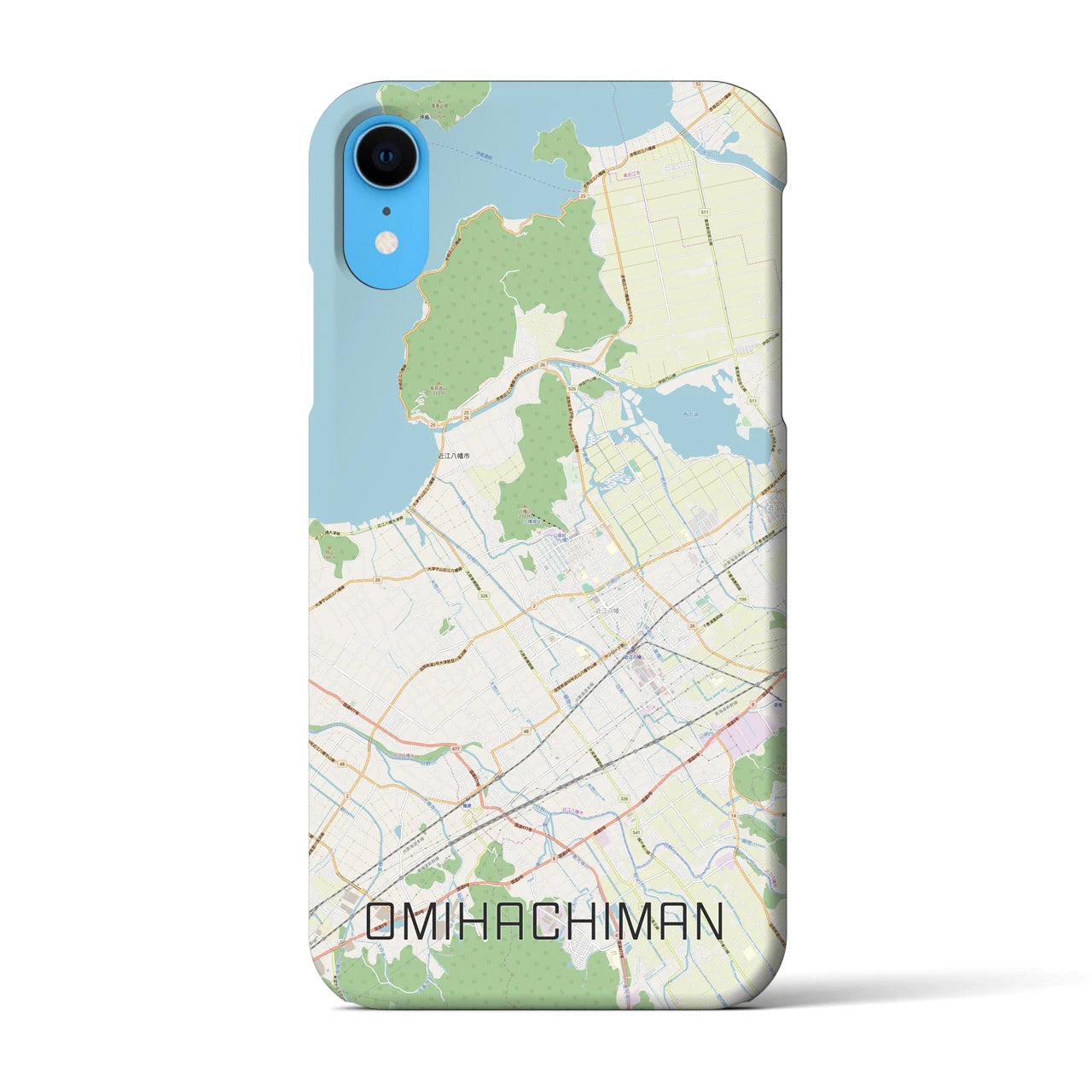 【近江八幡】地図柄iPhoneケース（バックカバータイプ・ナチュラル）iPhone XR 用
