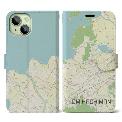 【近江八幡（滋賀県）】地図柄iPhoneケース（手帳タイプ）ナチュラル・iPhone 15 用