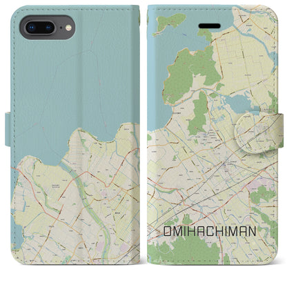 【近江八幡（滋賀県）】地図柄iPhoneケース（手帳タイプ）ナチュラル・iPhone 8Plus /7Plus / 6sPlus / 6Plus 用