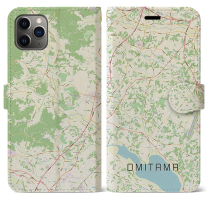 【小美玉（茨城県）】地図柄iPhoneケース（手帳タイプ）ナチュラル・iPhone 11 Pro Max 用