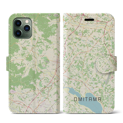 【小美玉（茨城県）】地図柄iPhoneケース（手帳タイプ）ナチュラル・iPhone 11 Pro 用