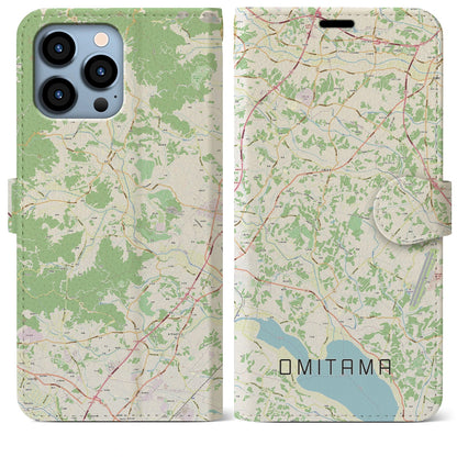 【小美玉（茨城県）】地図柄iPhoneケース（手帳タイプ）ナチュラル・iPhone 13 Pro Max 用