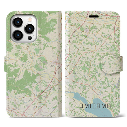 【小美玉（茨城県）】地図柄iPhoneケース（手帳タイプ）ナチュラル・iPhone 13 Pro 用