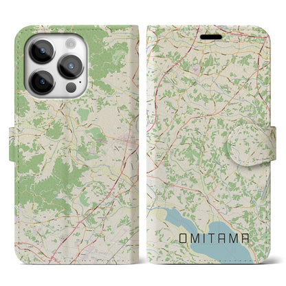 【小美玉（茨城県）】地図柄iPhoneケース（手帳タイプ）ナチュラル・iPhone 14 Pro 用