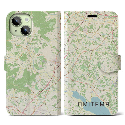 【小美玉（茨城県）】地図柄iPhoneケース（手帳タイプ）ナチュラル・iPhone 15 用