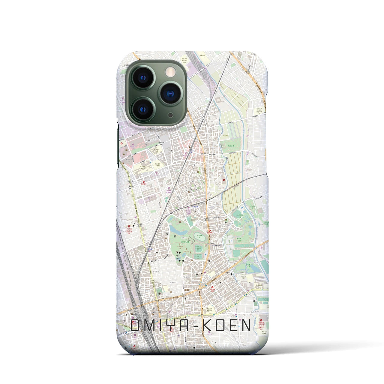 【大宮公園】地図柄iPhoneケース（バックカバータイプ・ナチュラル）iPhone 11 Pro 用