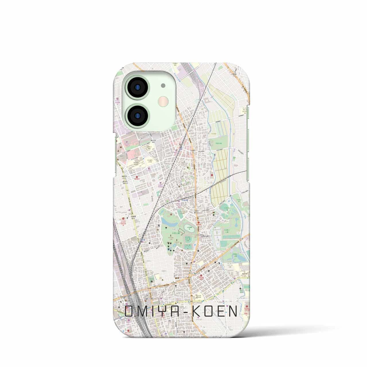 【大宮公園】地図柄iPhoneケース（バックカバータイプ・ナチュラル）iPhone 12 mini 用