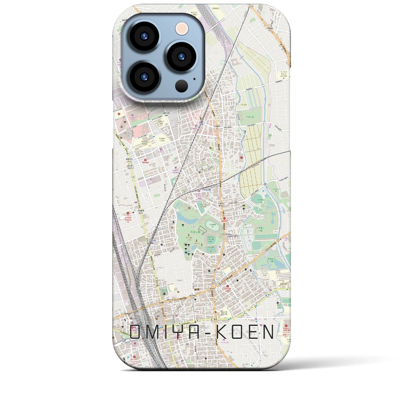 【大宮公園】地図柄iPhoneケース（バックカバータイプ・ナチュラル）iPhone 13 Pro Max 用