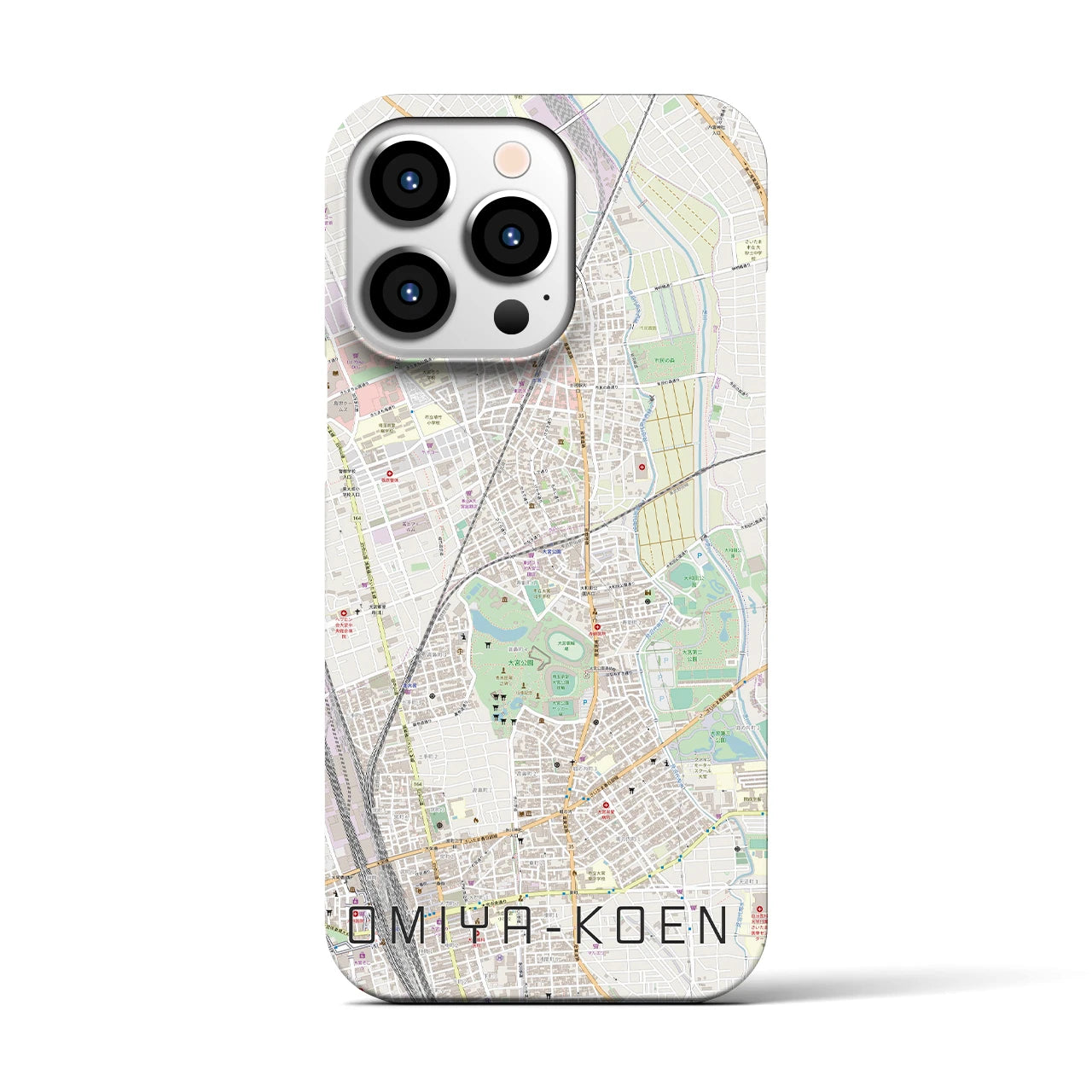 【大宮公園】地図柄iPhoneケース（バックカバータイプ・ナチュラル）iPhone 13 Pro 用