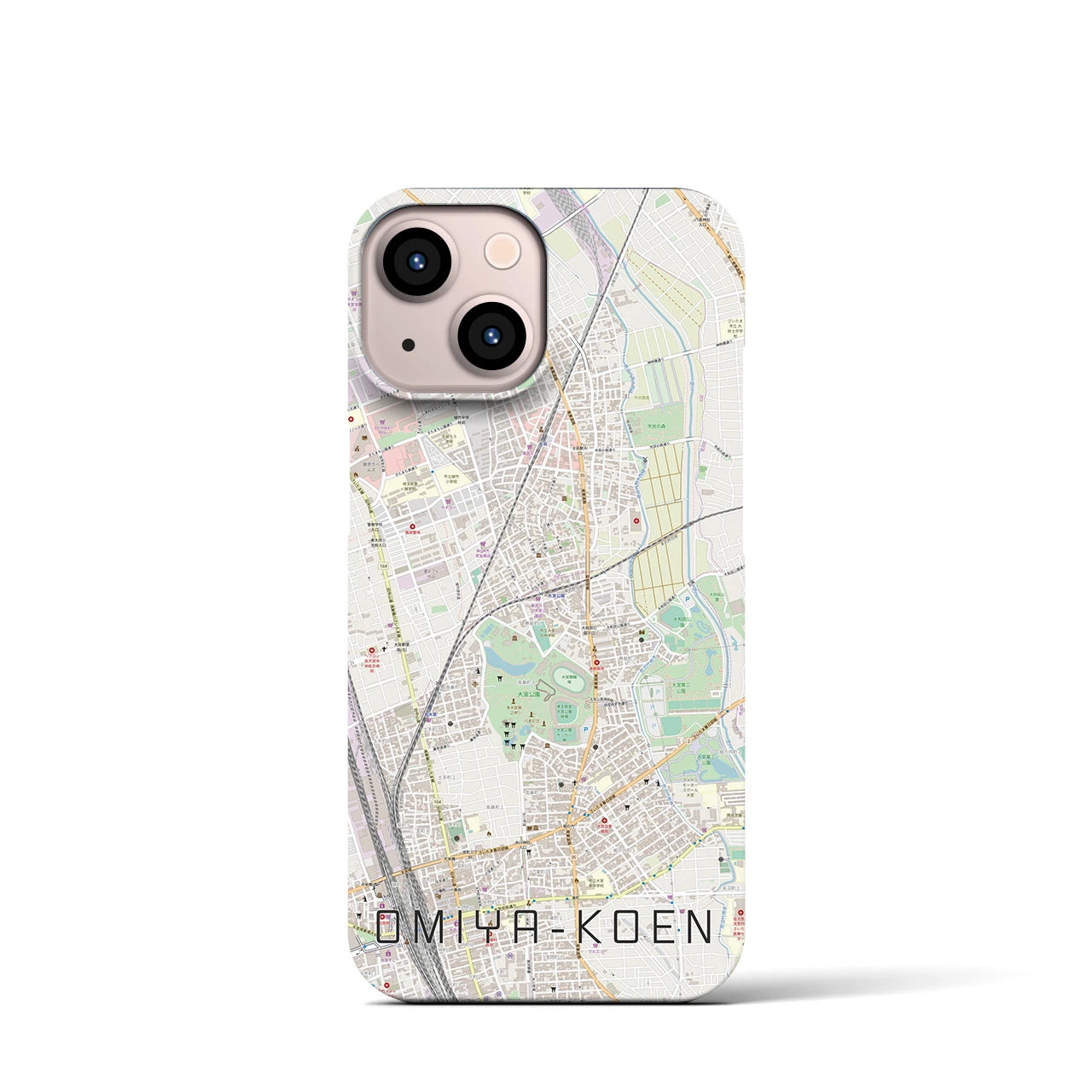 【大宮公園】地図柄iPhoneケース（バックカバータイプ・ナチュラル）iPhone 13 mini 用