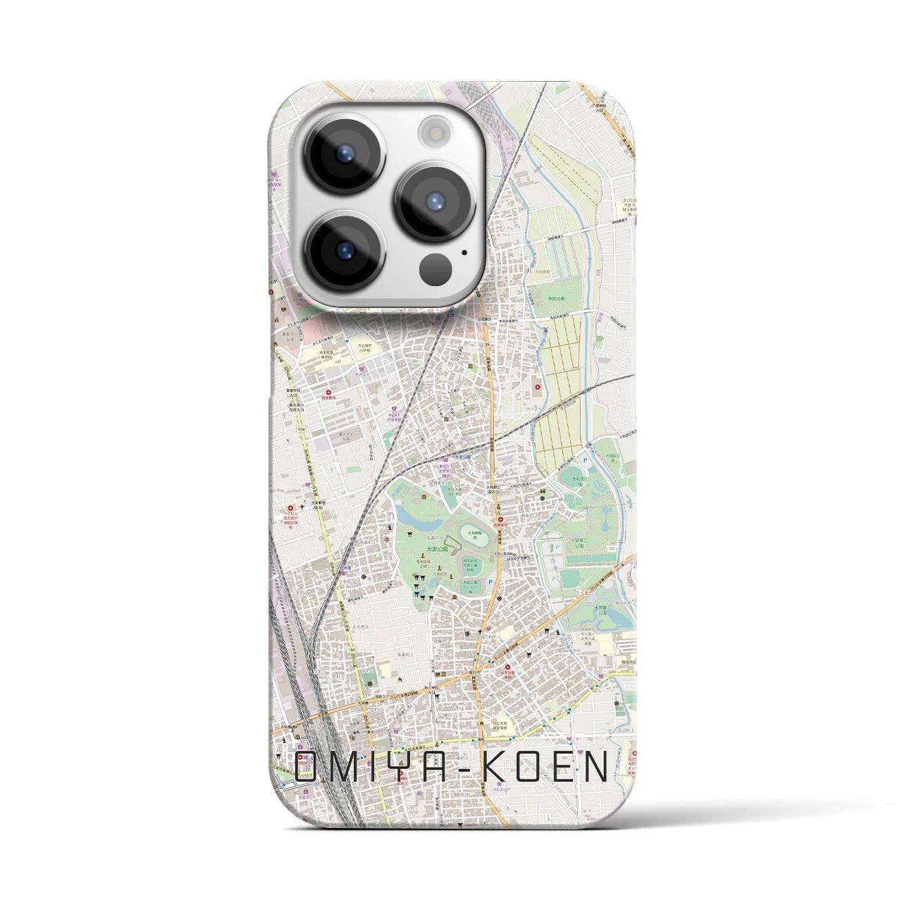 【大宮公園】地図柄iPhoneケース（バックカバータイプ・ナチュラル）iPhone 14 Pro 用