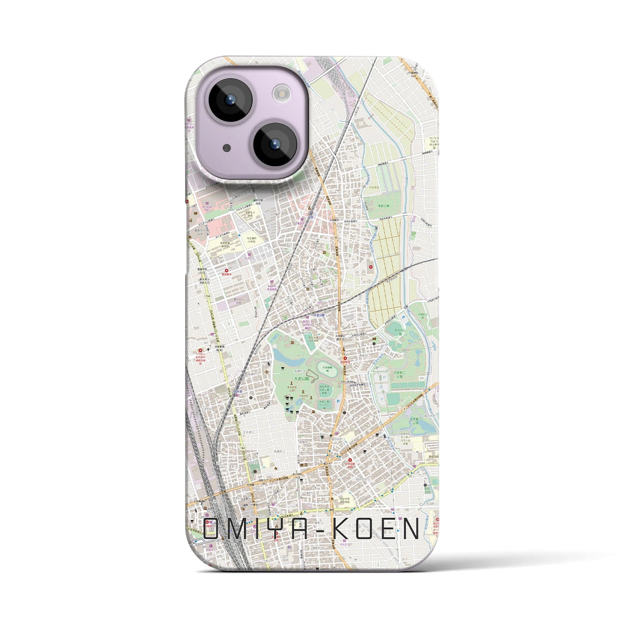 【大宮公園】地図柄iPhoneケース（バックカバータイプ・ナチュラル）iPhone 14 用