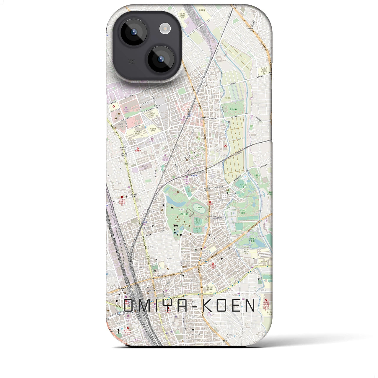 【大宮公園】地図柄iPhoneケース（バックカバータイプ・ナチュラル）iPhone 14 Plus 用