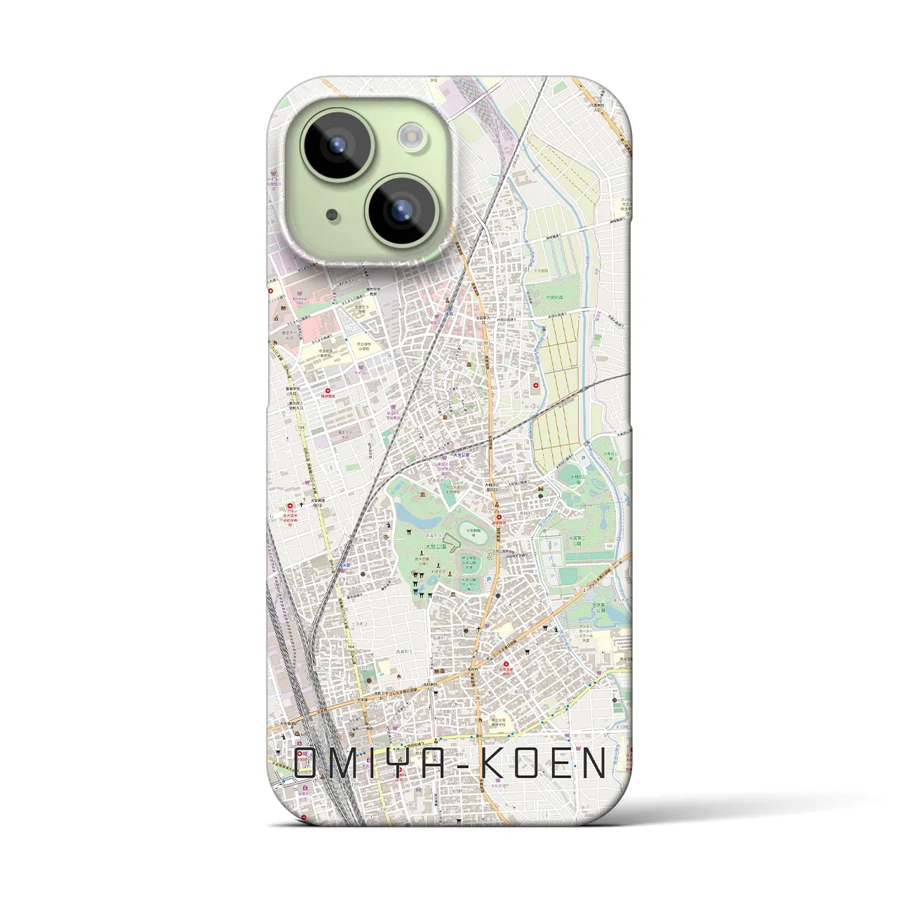 【大宮公園】地図柄iPhoneケース（バックカバータイプ・ナチュラル）iPhone 15 用