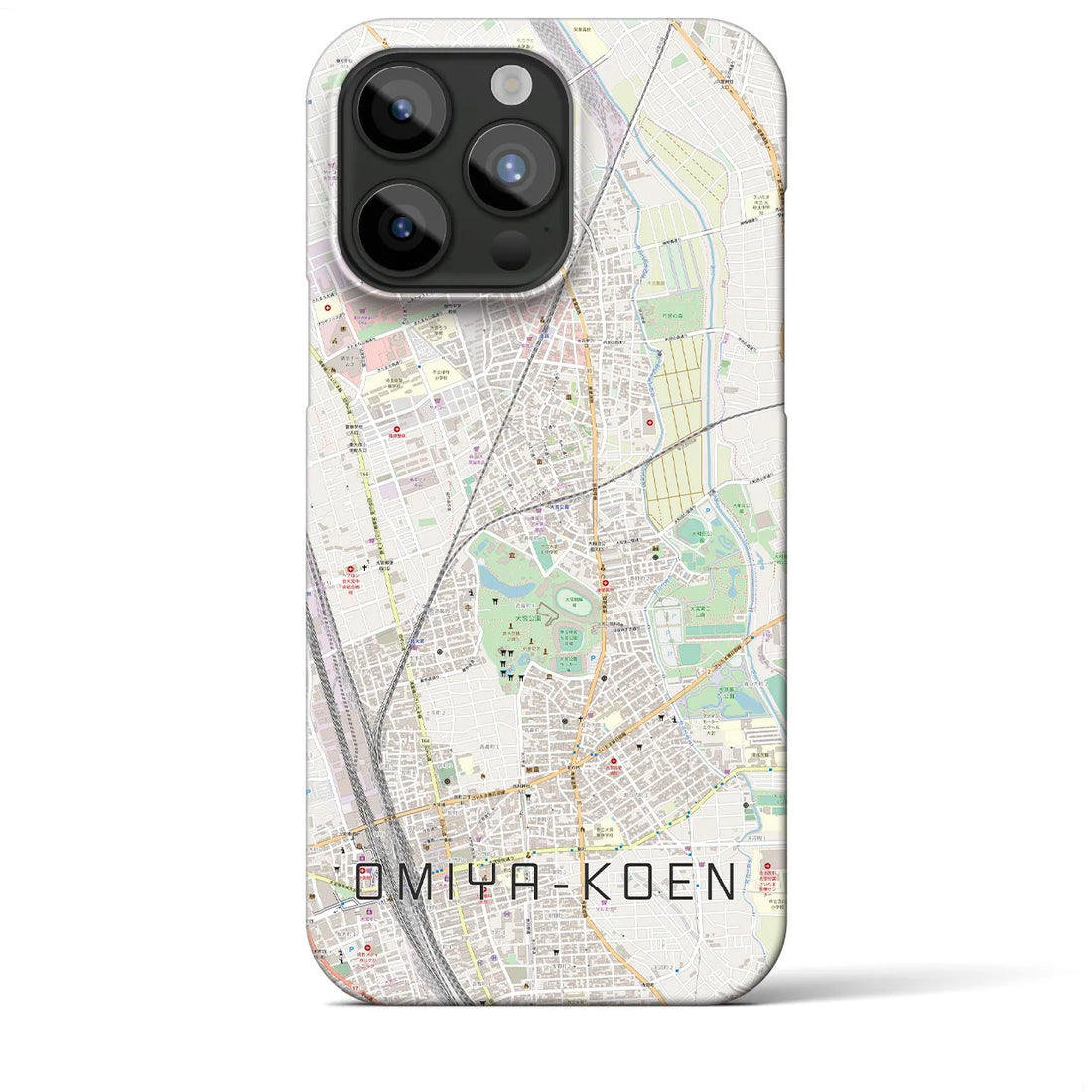 【大宮公園】地図柄iPhoneケース（バックカバータイプ・ナチュラル）iPhone 15 Pro Max 用